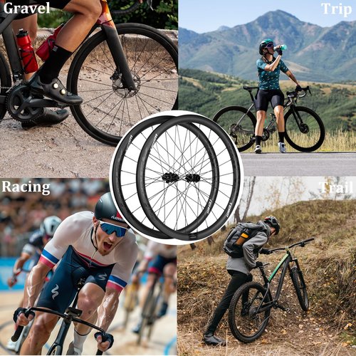 Superteam Carbon Gravel Wheelset 700c Disc Brake 38mm Depth Gravel Classic Bike Wheels with Center Lock Hub, Fit for 8/9/10/11/12 Speed