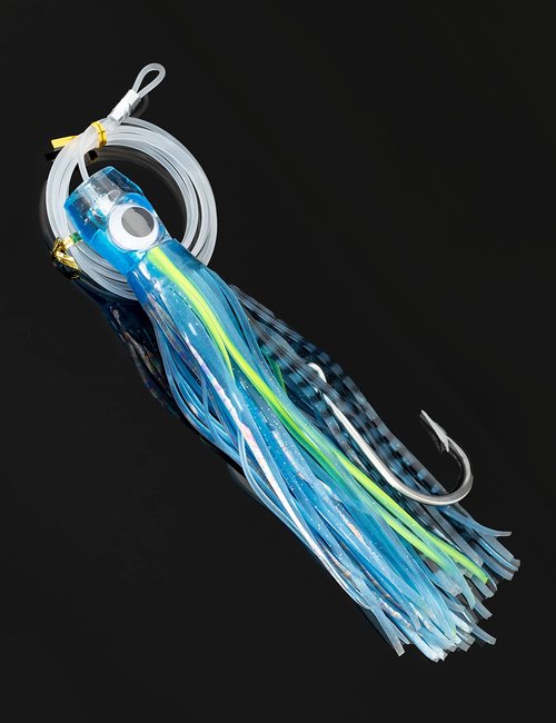 BLUEWING 6in Big Game Trolling Lure 1pc Deep Sea Fishing Tackle with Stainless Steel Hook and 395lbs Mono Line for Wahoo Tuna Marlin Mahi-Mahi, Blue