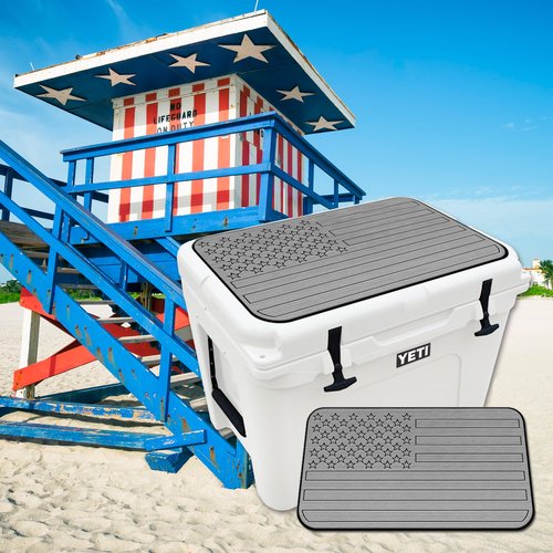 USATuff SeaDek EVA Mat Cooler Pad fits YETI 45 Tundra | Peel & Stick Application | Non Slip Comfort Accessories - US Flag (StormGray-Black)