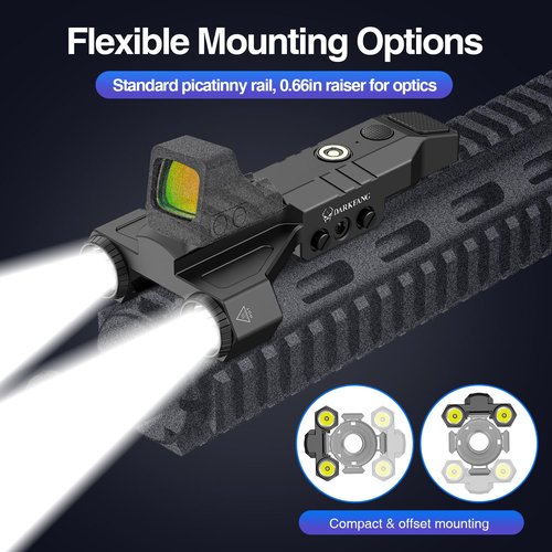 DARKFANG 1450 Lumen Tactical Flashlight Low Profile Design Rechargeable Weapon Light for Picatinny Rail