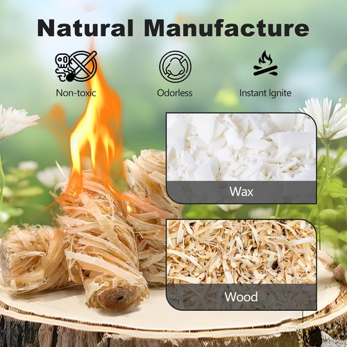WABUPD 216 Pcs Fire Starter - Natural Fire Starters for Fireplace, Pellet Stove, Campfires, BBQ, Pizza Oven, Camping, Fire Pit &Chimney, Smoker, Fire Starters for Grill, Charcoal Starter