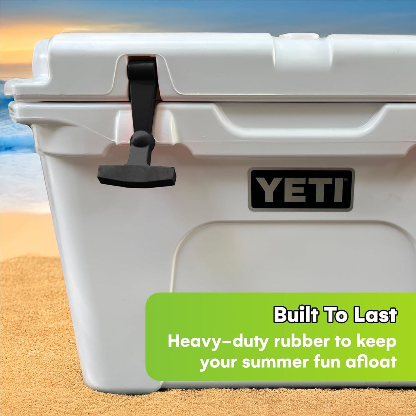 Beast Cooler Accessories 2-Pack Replacement Lid Latches for Yeti and RTIC - Black Rubber, Cooler Latches Replacement for Yeti, RTIC, and More - Hard Handle Grips, 20 Inches