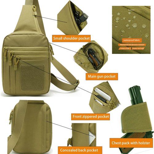SXJWISHES Tactical Sling Bag for Men EDC Crossbody pack Tactical Shoulder Backpack Waist Bags for Women (Black)