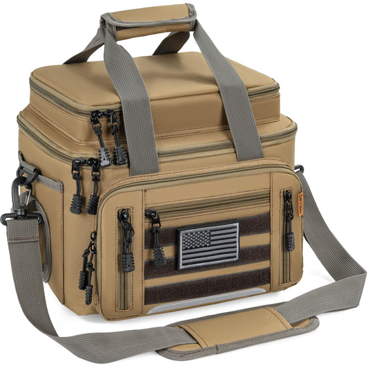 FREEAMG Fishing Tackle Bags - Padded Shoulder Strap Fishing Bags -Saltwater & Freshwater Fishing Bag - Gear Storage for Tackle Box (Kahki) (Does not come with box)