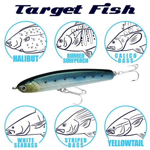 LUCKY CRAFT SW Wander 85TB, Saltwater Surf Fishing Lures, Halibut, Surf Perch, Seabass, Sinking, Shimmy Fall, Fishing Gear, Fishing Accessories, Fishing Tackle (714 Metallic Sardine)