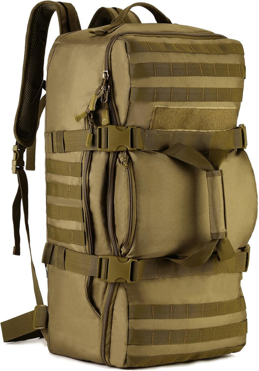 ArcEnCiel60L Outdoor Tactical Duffel Backpack Military Waterproof Suitcase Sport Luggage Hiking Camping Bag（Rain Cover+Patch）