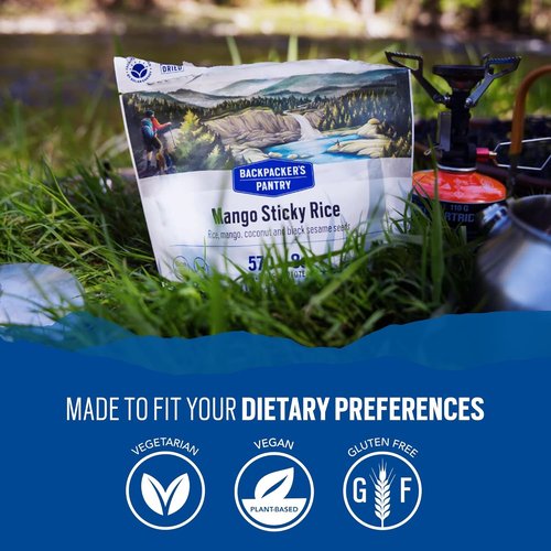 Backpacker's Pantry Mango Sticky Rice - Freeze Dried Backpacking & Camping Food - Emergency Food - 8 Grams of Protein, Vegan, Gluten-Free - 1 Count