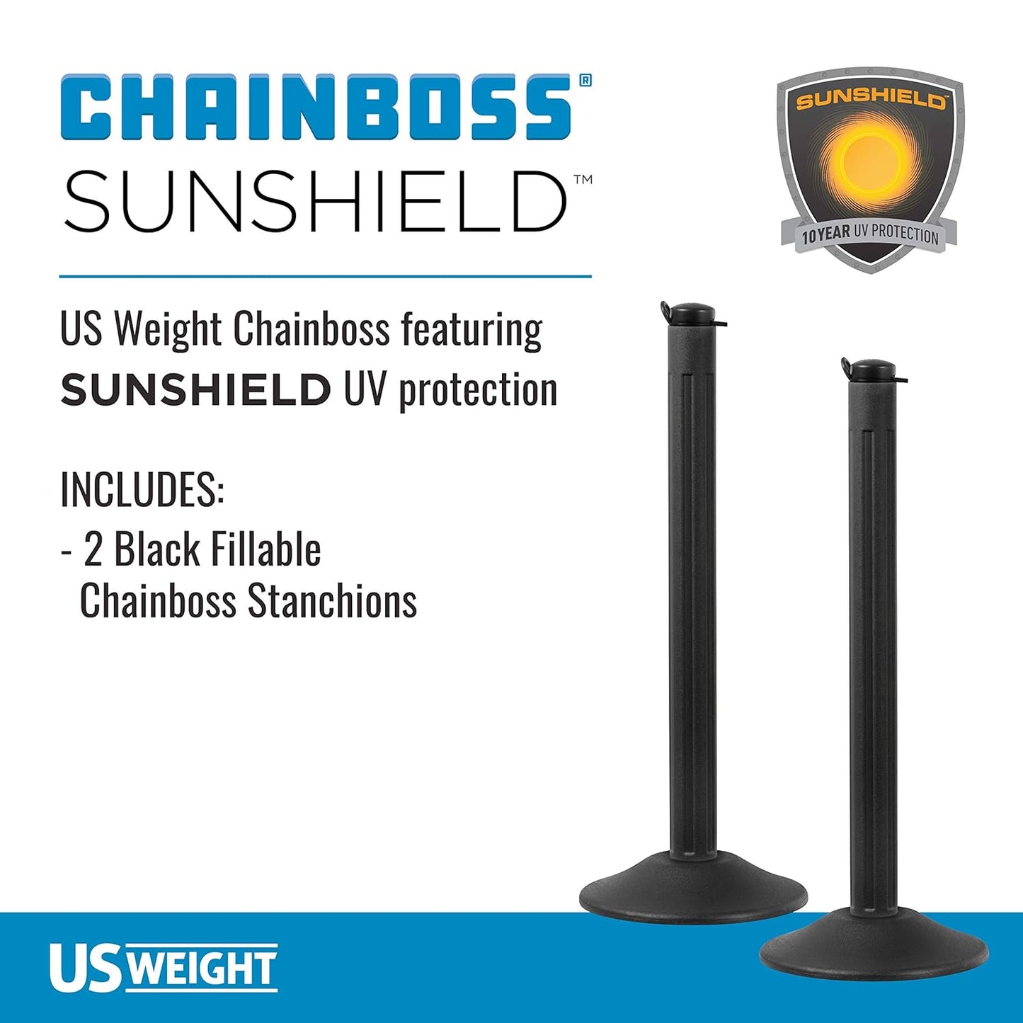 Weight ChainBoss Black Stanchion with Fillable Base - No Chain Needed