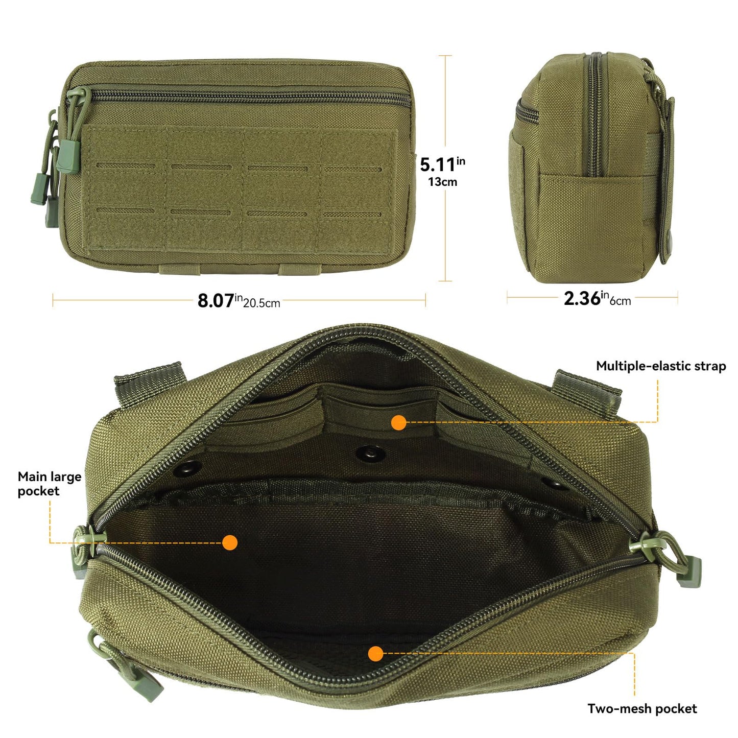 HAYUNEVER Tactical Molle Admin Pouch, Utility EDC Tool Pouch Waist Pack for Vest Battle Belt Accessory Bag