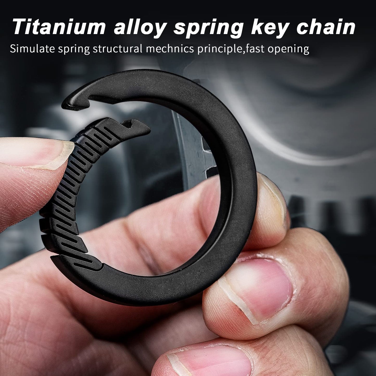 FEGVE Round Keychain Carabiner Clip with Titanium Mini Connecting Key Chain Rings for EDC