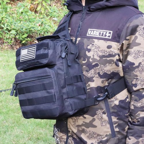 SXJWISHES EDC Sling Bag Tactical Shoulder Sling Bag Small Military Crossbody Pack Tactiacal Backpack Rover Chest Bag Pack (Black)