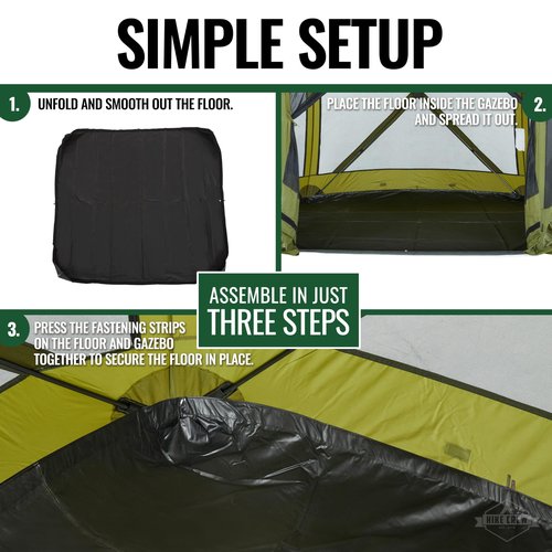 Hike Crew Gazebo Floor | Durable Base Tarp Footprint Compatible with 4-Sided Pop-Up Tent with 200cm 6.5ft Panels | Easily Attachable, Waterproof PU 2000mm Blocks Moisture & Insects