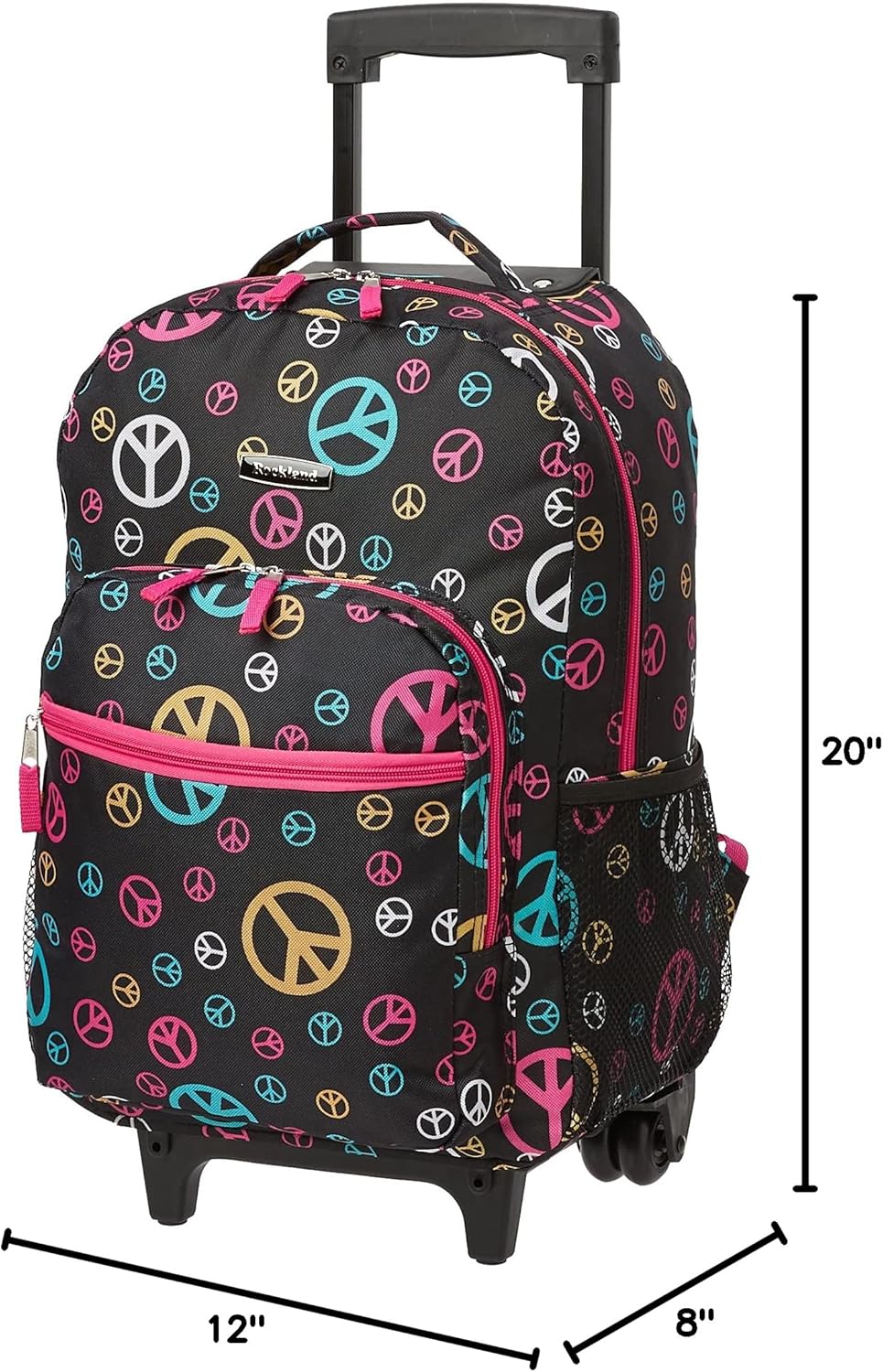 Rockland Double Handle Rolling Backpack, BLUELEOPARD, 17-Inch