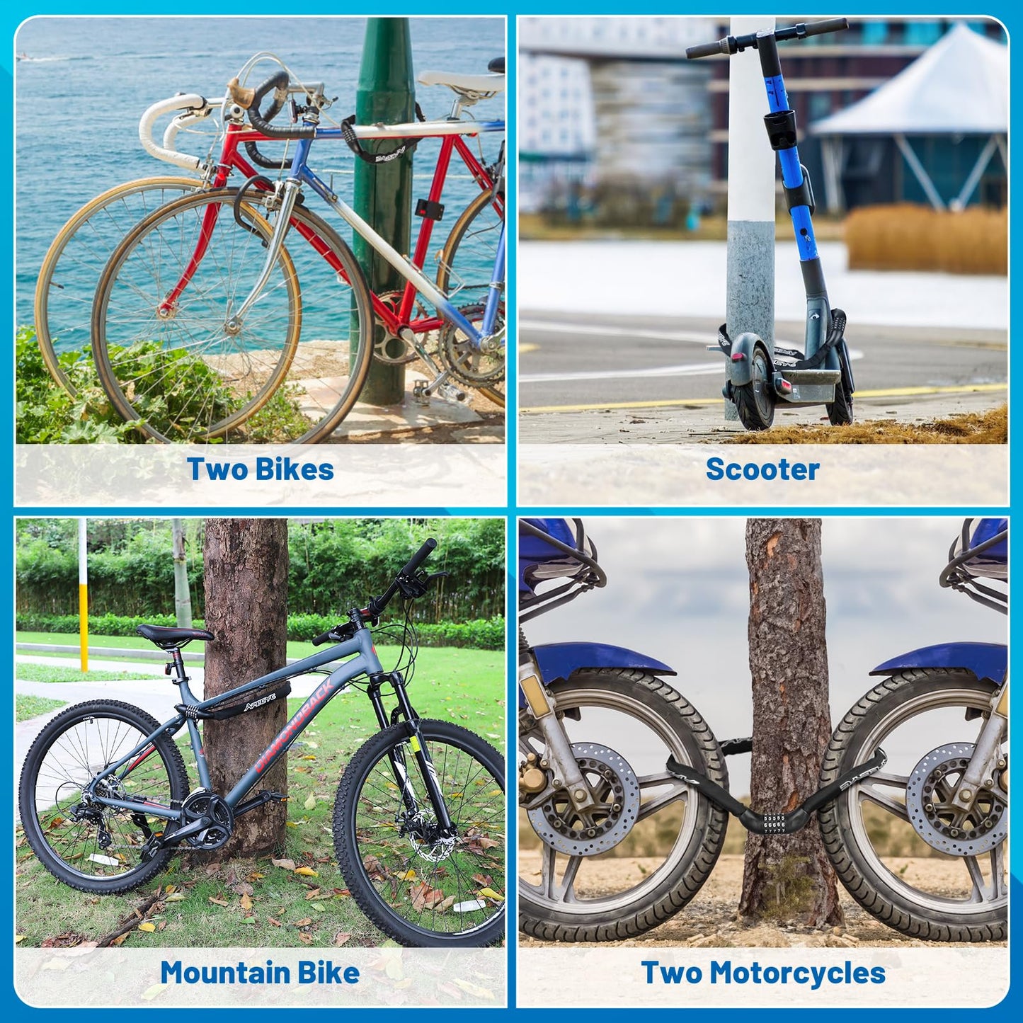 APECYC Bike Locks Heavy Duty Anti Theft, 5 Digit Combination Bike Chain Lock, 4FT Security Bicycle Lock Hardened Steel Square Chains for Bicycle, E-Bike, Motorcycle, Scooter, Gate