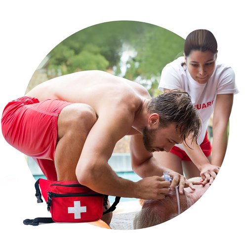 EMS XTRM Lifeguard Fanny Pack Red with Whistle Lanyard - Baywatch Style First Aid Hip Pack, Adjustable Strap, Cross Logo + Zipper Pouch, 10 Pack