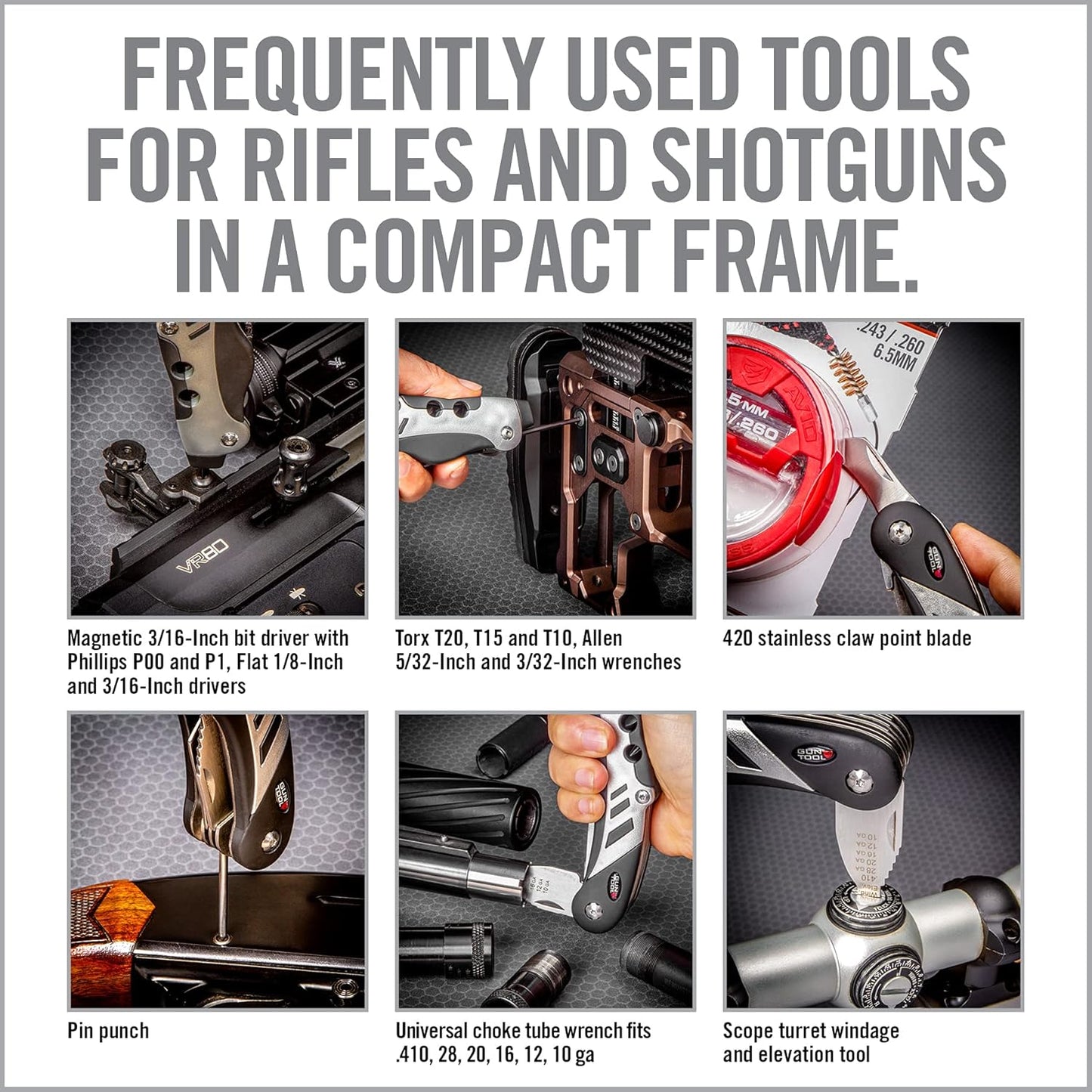 Real Avid Gun Tool - 18-In-1 Gunsmithing Shotgun & Rifle Multi Tool - Bit Driver, Torq Bits, Choke Tube Wrench, Allen Wrench, Scope Tool, & Punch Tool