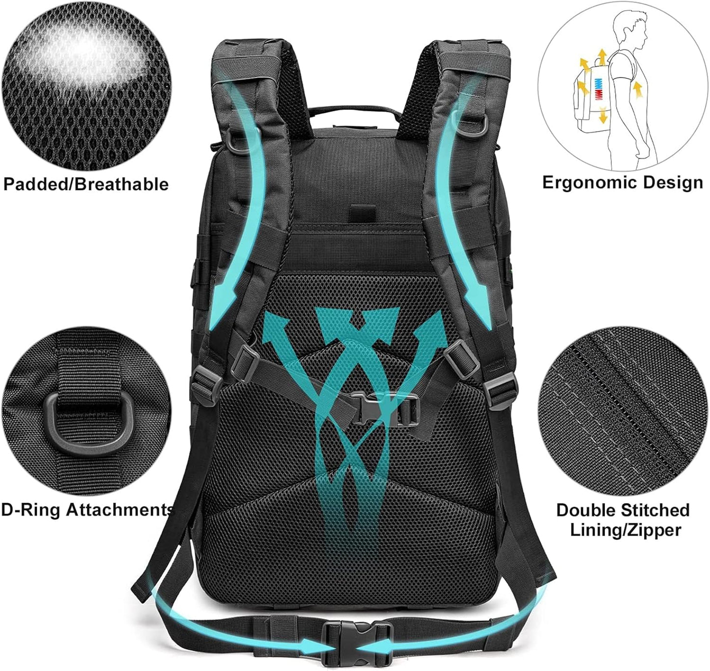 G4Free 45L Military Tactical Backpack 3 Day Assault Survival Molle Pack Bug Out Bag Travel Fishing Backpack Rucksack