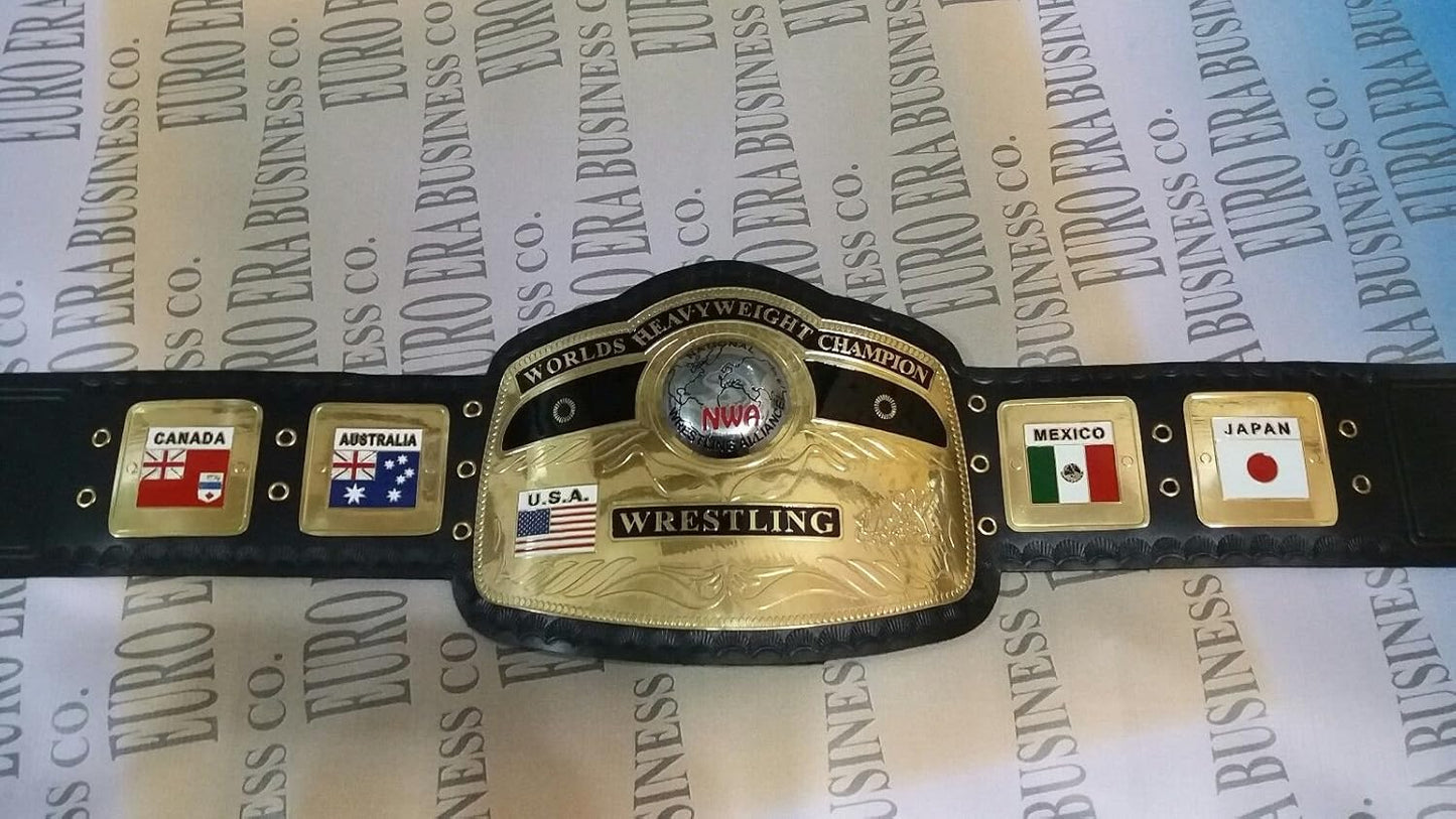 New Replica NWA Championship Belt Adult Size Metal Plates