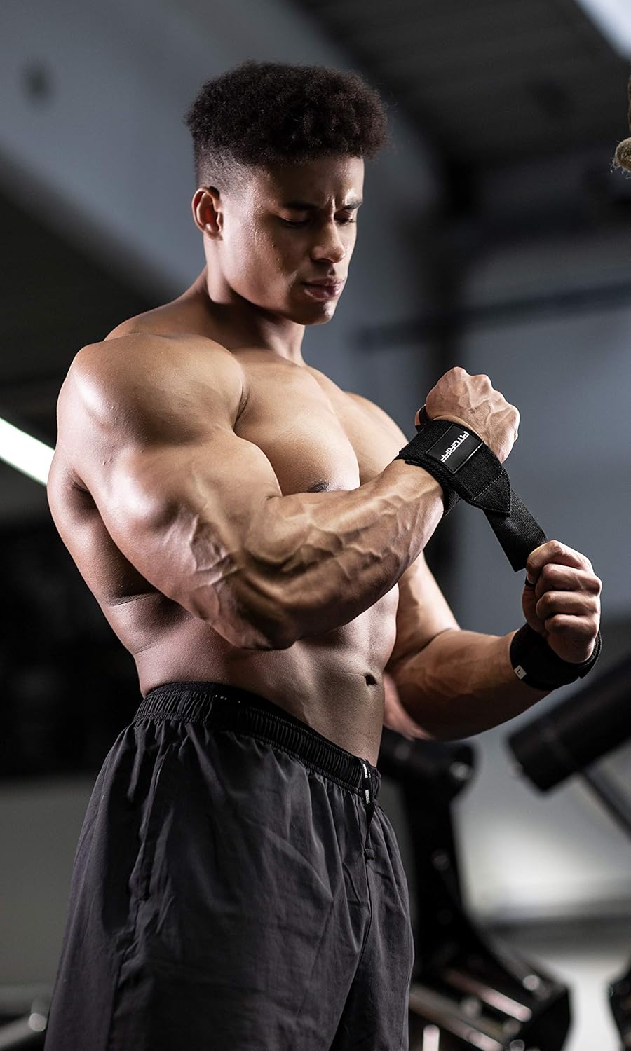 Fitgriff® Wrist Wraps for Weightlifting (18") Heavy-Duty Support for Gym, Bench Press, and Pushups (1 Pair) - for Men and Women (Black)