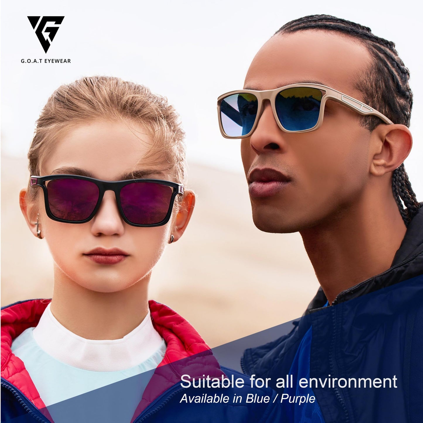 G.O.A.T EYEWEAR Polarized Sunglasses for Men and Women, UV400 Protection, Anti-Fog Lightweight Frame, Comfortable Fit for Driving, Fishing, Running, Outdoor Sports – Blue