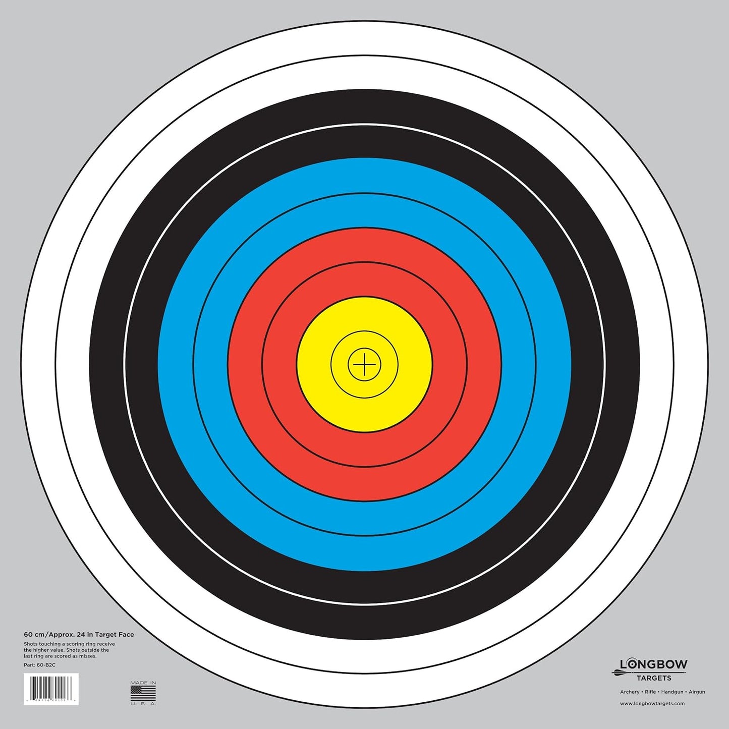 Longbow Targets 60 cm / 24 in Bullseye Archery and Gun Targets (4, 10, 25, & 100 Packs)