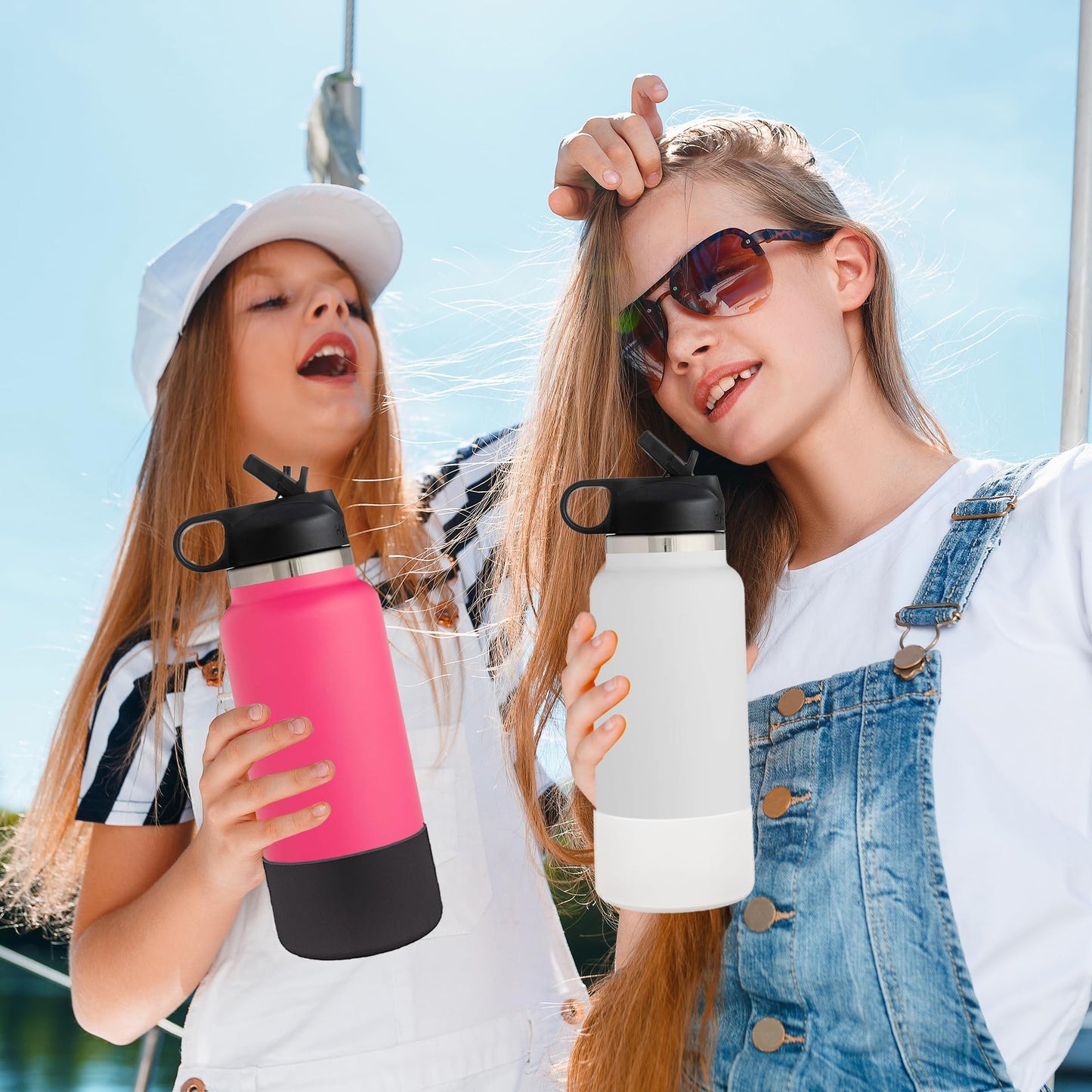 HEYSKAY 2pcs Protective Flask Silicone Boot 32oz 40oz for Wide Mouth Hydro Flask Water Bottle Accessories,and Compatible with Yeti,Iron Flask and Other Brand Stainless Steel Bottles