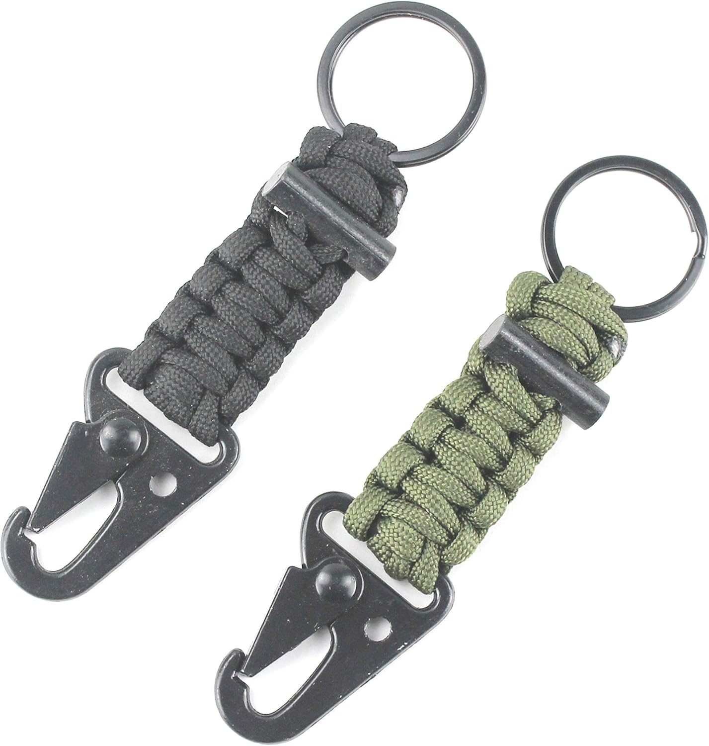 Paracord Keychain Carabiner 2PCS Pack Survival Paracord Lanyard with Fire Starter