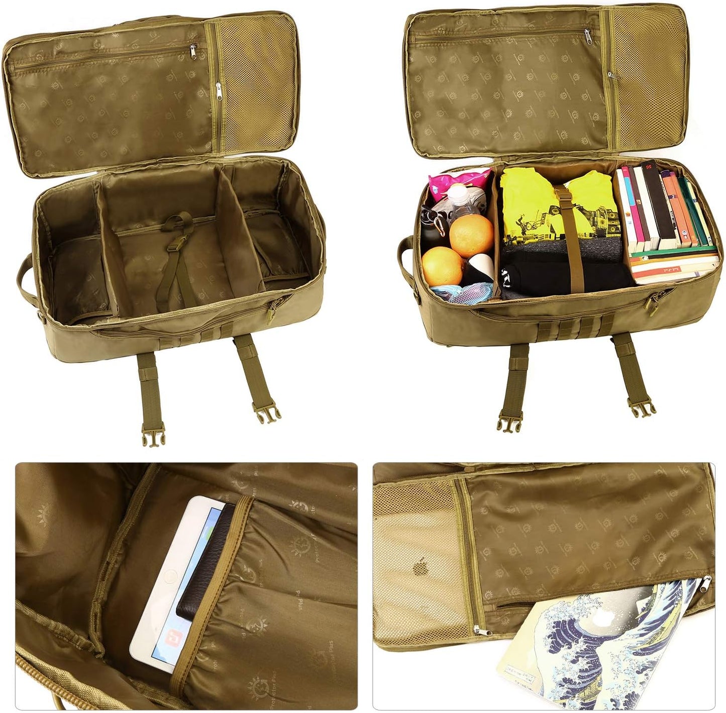 60L Waterproof Tactical Duffel Backpack - Military Sport Luggage for Hiking & Camping