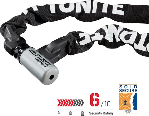 Kryptonite Kryptolok 915 Bike Chain Lock, 5 Feet Long Heavy Duty Anti-Theft Sold Secure Gold Bicycle Chain Lock with Keys for Bike, Motorcycle, Scooter, Bicycle, Door, Gate, Fence