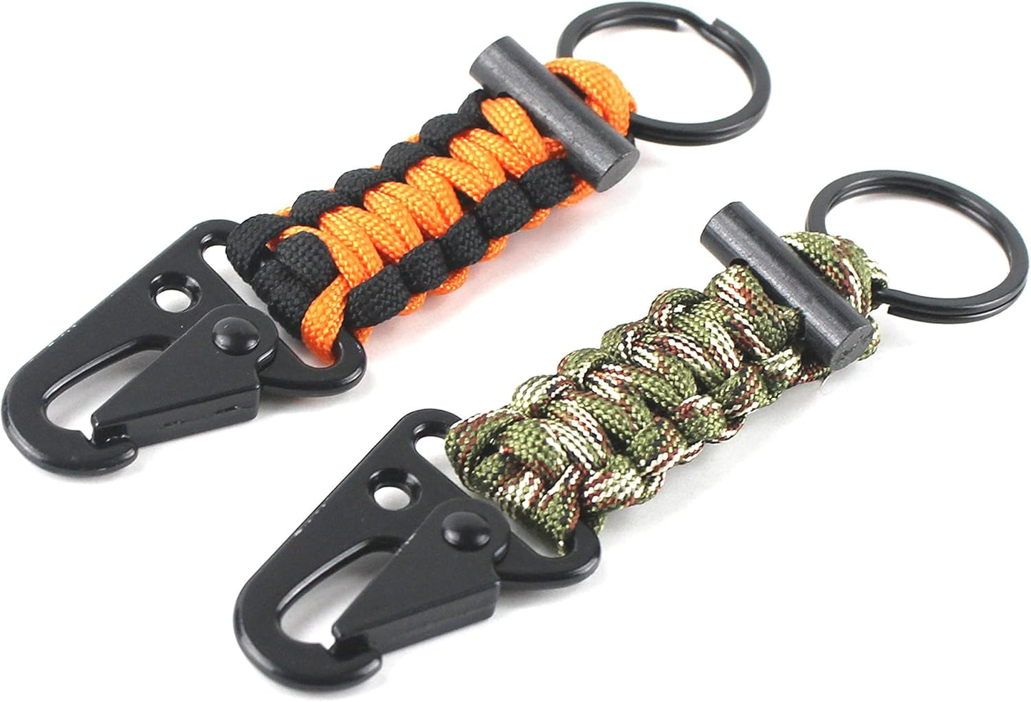 Paracord Keychain Carabiner 2PCS Pack Survival Paracord Lanyard with Fire Starter