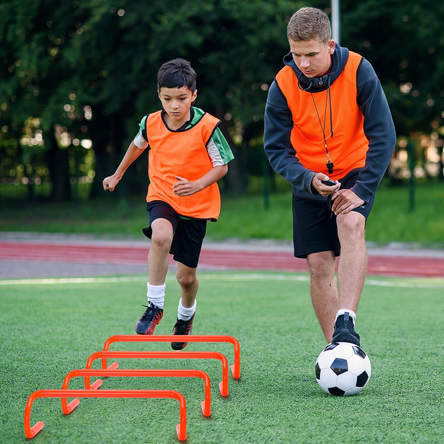 Gemscream 5 Pcs Speed Agility Training Hurdles Detachable Durable Equipment Plyometric and All Purpose Speed Training Hurdle Equipment for Athletes Soccer Basketball(6 Inch,Orange)