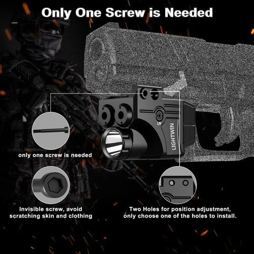 Red Purple Laser Beams with 800 Lumens Flashlight for Pistols, 3 in 1 Laser Light Combo, Tactical USB Rechargeable Laser Sight, Strobe & Steady Flashlight for Picatinny Rail