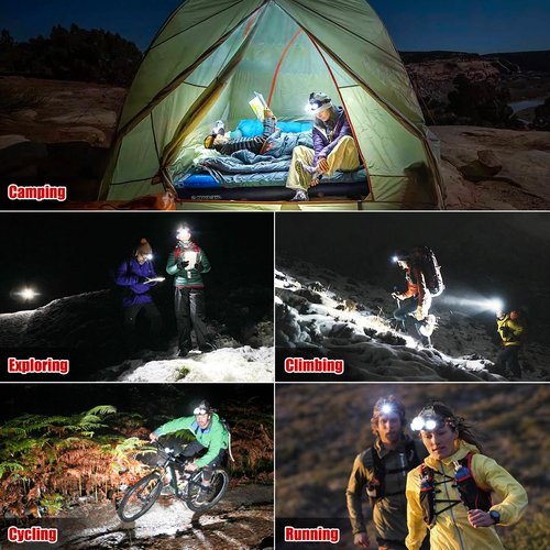 BOBKID Rechargeable Headlamp, 1500 Lumen Head Lamp, Super Bright LED Head Light Camping Accessories with Red Light, 4 Modes USB Recharge Flashlight, Waterproof Headlight Camping Gear for Adults