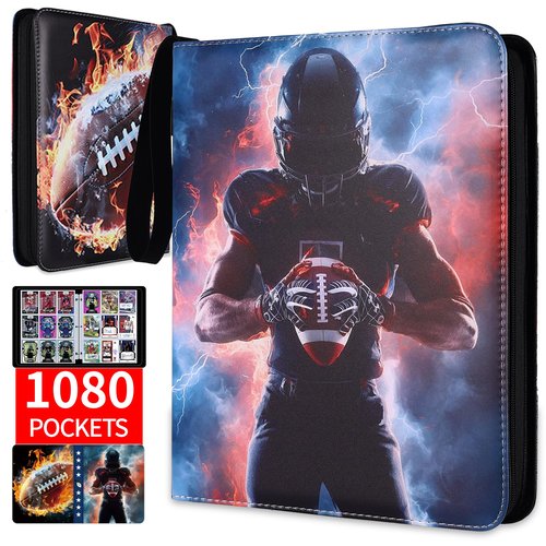 Dosanlues Football Card Binder 1080 Pockets, Ultimate Trading Card Ablums with 60 Page Removable Sleeves to Organize and Protect Your Sports Cards Like a Pro