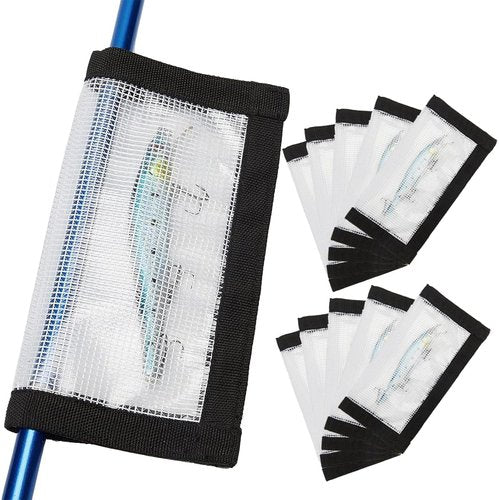 MOPHOEXII Fishing Lure Wraps 4-10 Pack Durable Clear PVC Lure Wrap for Fishing Rod Saltwater Hook Covers Fabric Lure Protector