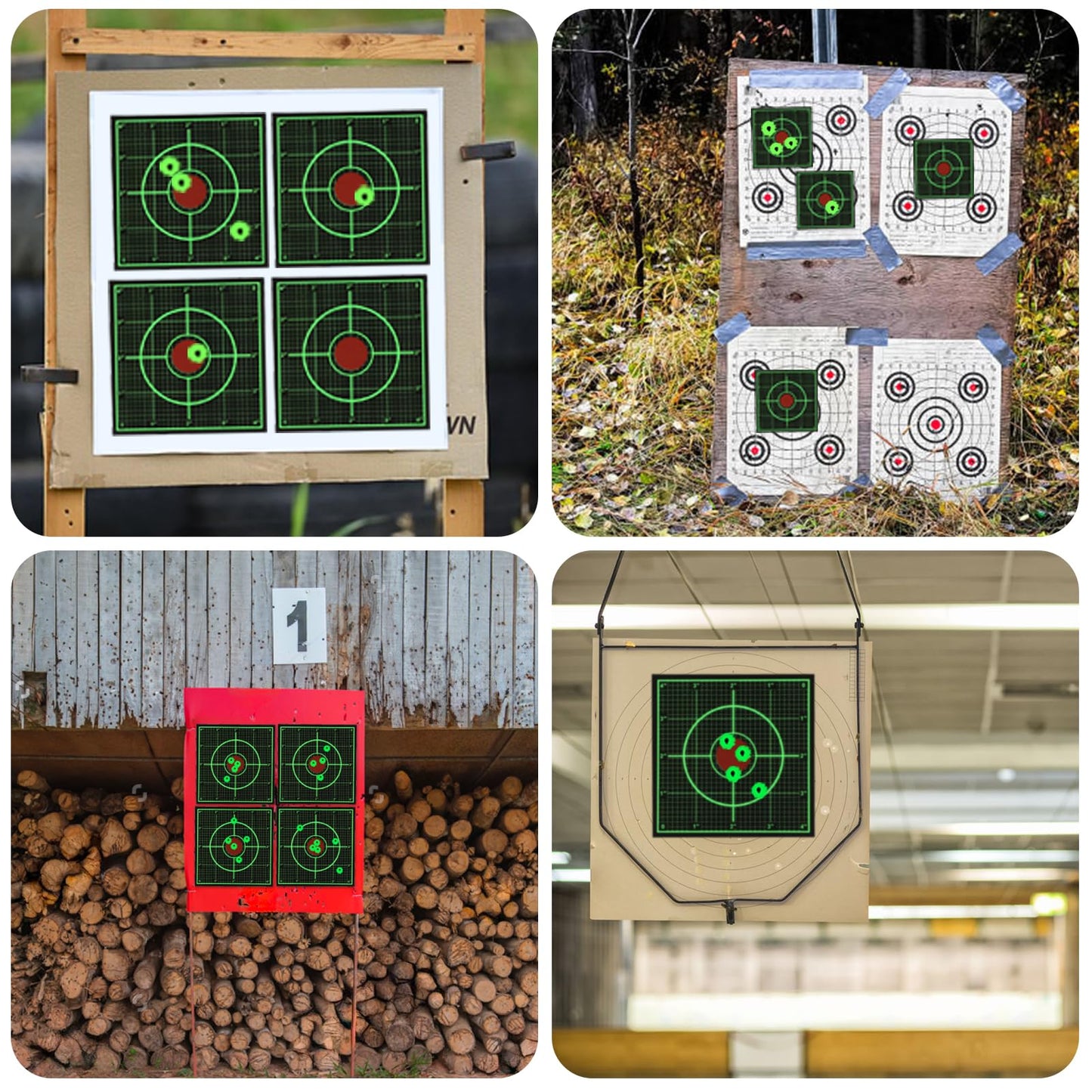 Green Sight in Splatter Target Stickers 4" Reactive Paper Targets with Precision Location, 200/400PCS Adhesive Shooting Target, Dark Grid Bottom Line Calibration for BB Gun/Pellet Gun/Airsoft