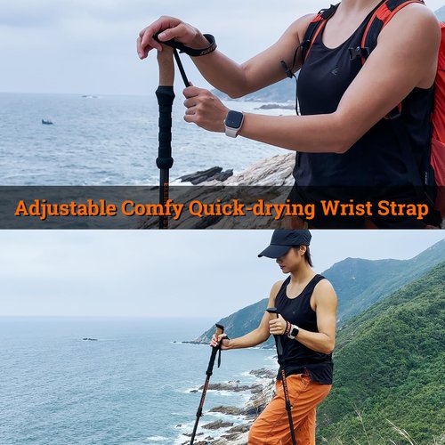 ELEMENTS PLAYERS 80% Trekking Poles for Hiking 3K Anti-Shock Carbon Fiber Ultralight Telescopic Collapsible - Professional Open Terrain (2PC)