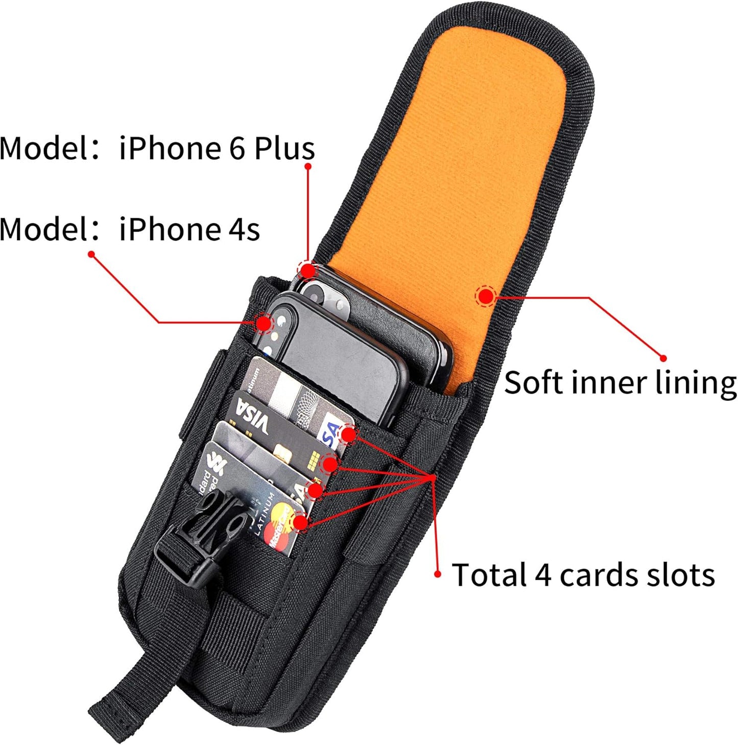 IronSeals Tactical Phone Holster Pouch, Tactical Smartphone Pouches Cellphone Case Molle Gadget Bag Molle Attachment Belt Holder Waist Bag for 4.7"-6.9" with US Flag Patch for iPhone 16 Pro/15 Pro