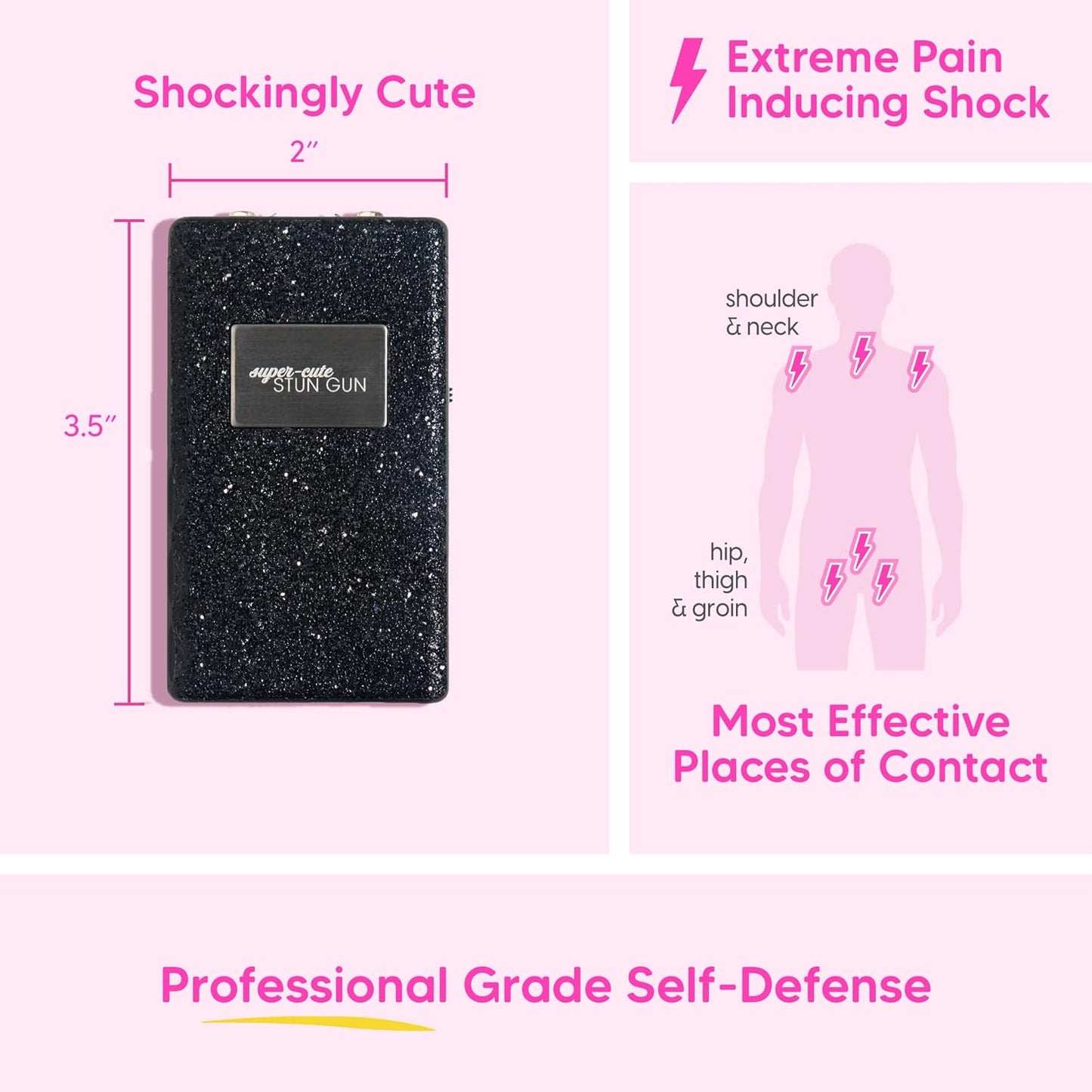 Super-Cute Mini Stun Gun for Women Self-Defense - High Voltage Pain-Inducing Shocks - Compact & Discreet with LED Flashlight - USB Rechargeable Battery - Stylish