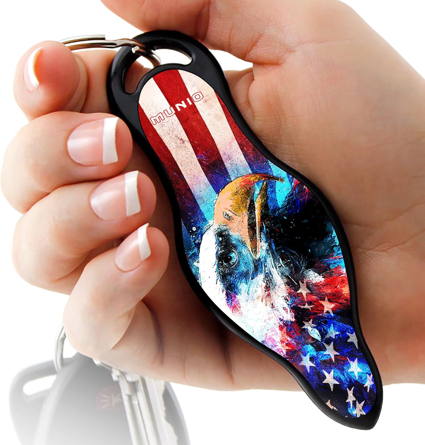 MUNIO Self Defense Keychain – Lightweight, Stylish & Portable Safety Tool for Women & Men – Non-Lethal Kubotan, Easy to Use, TSA Approved – Made in USA