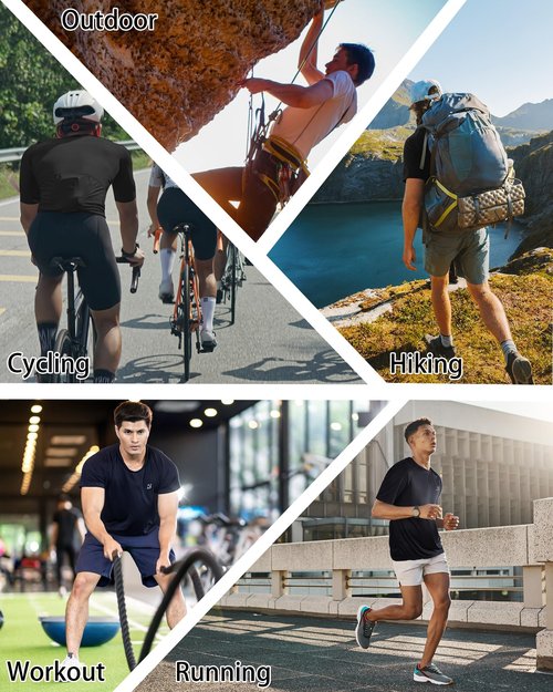 Roadbox Men's UPF 50+ Rash Guard Short Sleeve, Quick Dry UV Sun Protection SPF Swim Shirts, Moisture Wicking Athletic Workout Running T-Shirt for Water Sports Gym Navy Blue