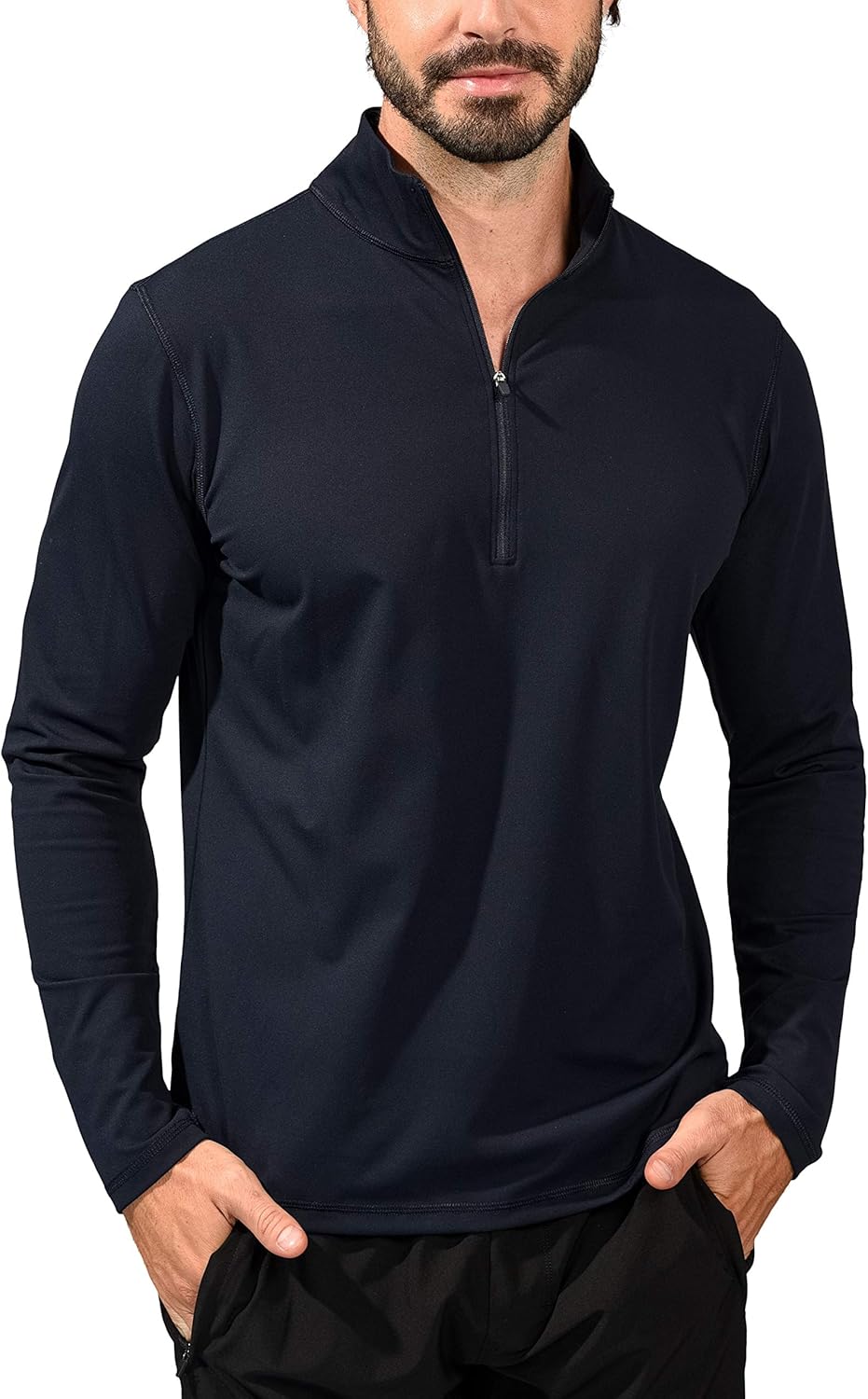 90 Degree By Reflex Soft Half Zip Pullover Long Sleeve Workout Running Shirt for Men
