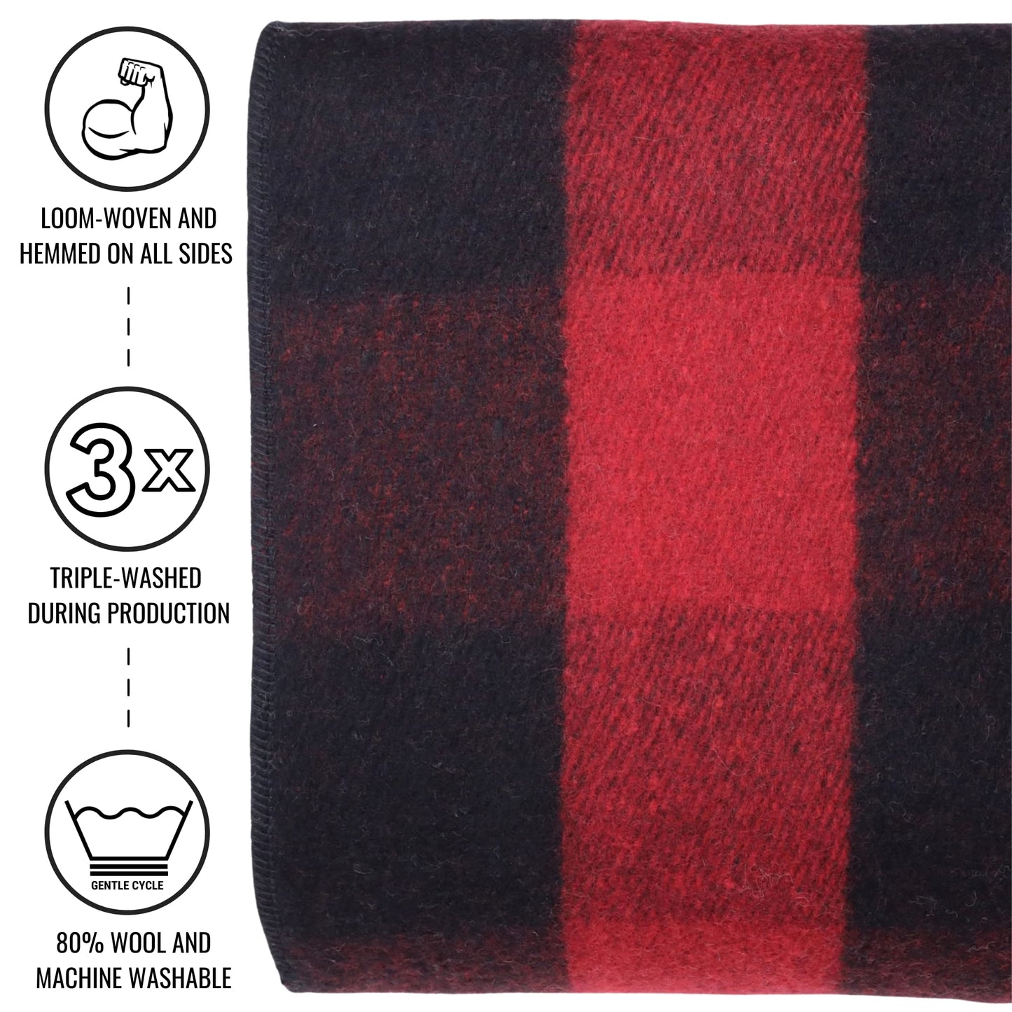 Arcturus Red Buffalo Wool Blanket and Carry Straps Bundle