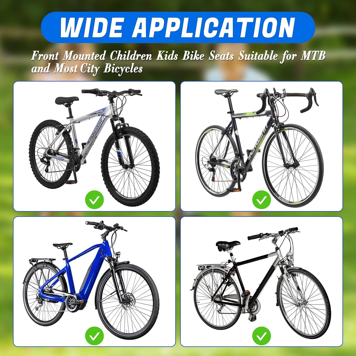 Alaxciax Front Mounted Bicycle Seats for Children, Kid Bike Seat Mountain with Handlebars Foot Pedals for Children 2~5 Years (Black) (Black)