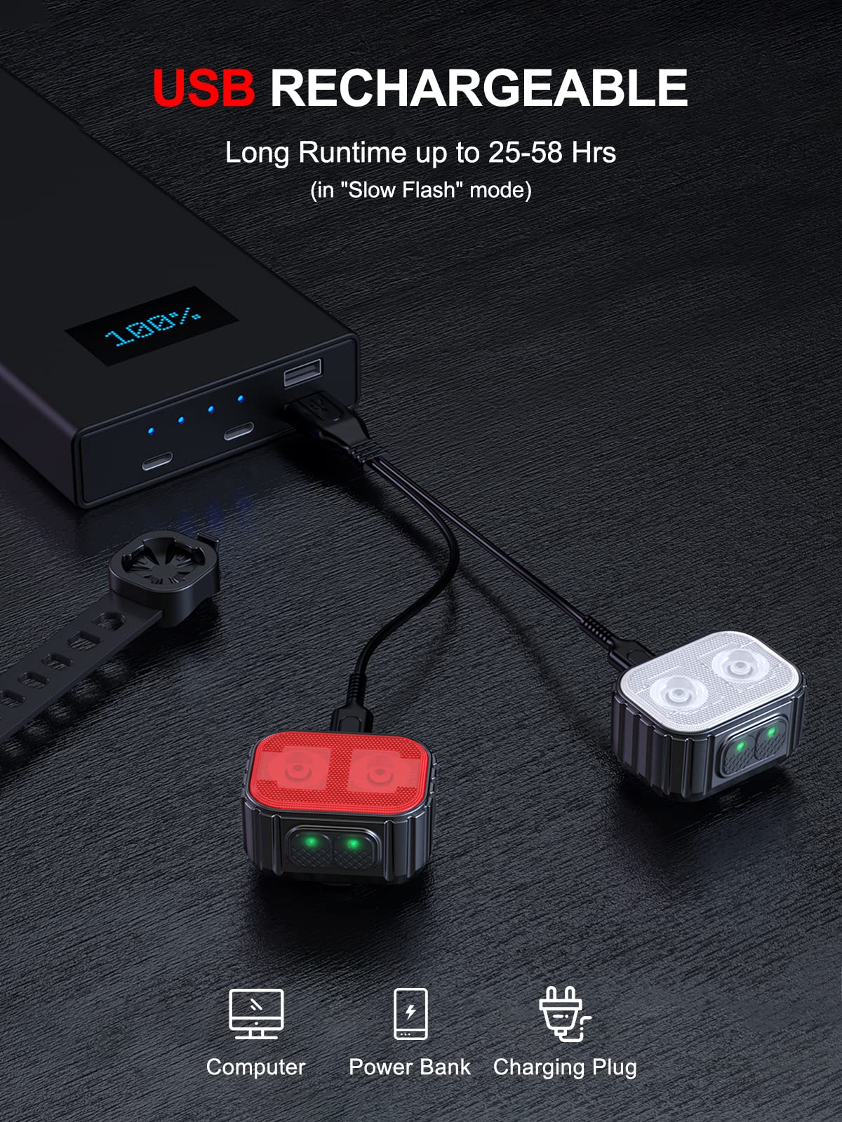 FOCBYE Bike Lights, Super Bright Bike Light Set, IPX6 Waterproof Bike Lights Front and Back, 8+12 Lighting Modes, USB Rechargeable LED Bicycle Light, Mountain Bike Cycling Front Light Rear Light