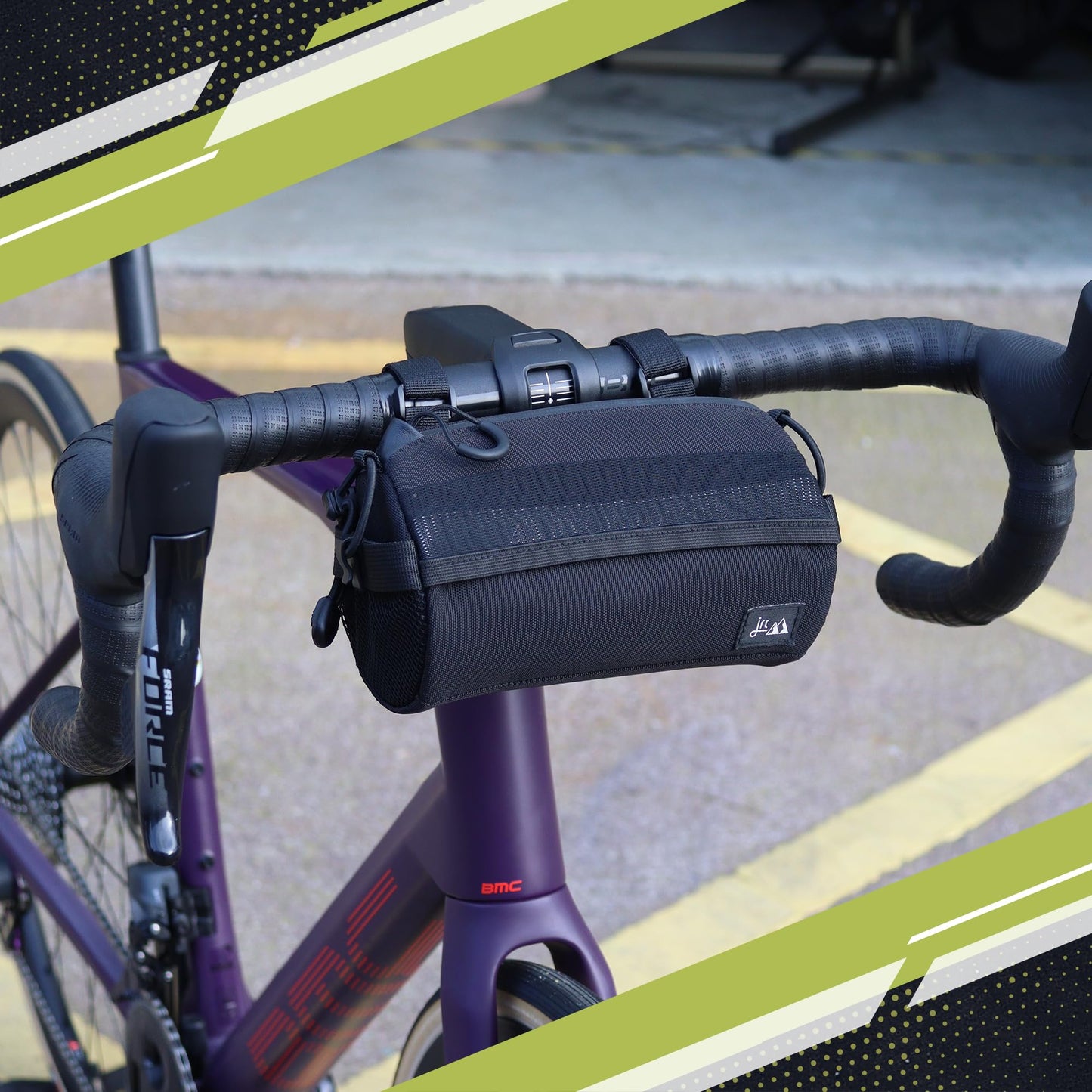 JRC Components Bike Handlebar Bag for Bicycles | Water Resistant 900D Polyester Bicycle Handlebar Bag - Bike Front Bag | Handle Bar Bag with YKK Aquaguard Zipper and Adjustable Bungee Cord - Black