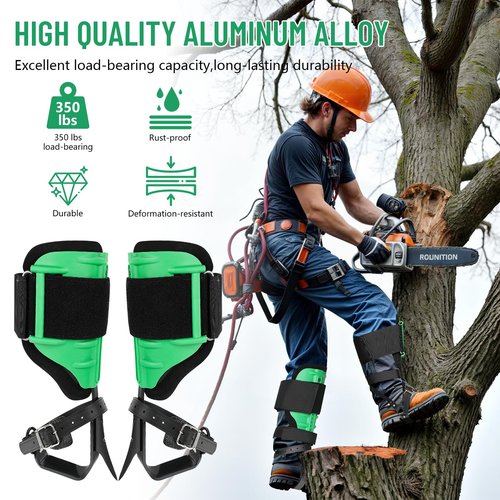 Xeoca Tree Climbing Spikes Set, Alloy Steel Climbing Spurs, 350lbs Load Capacity, Green, Classic Style, Ideal for Climbers, Fruit Picking & Lumberjack