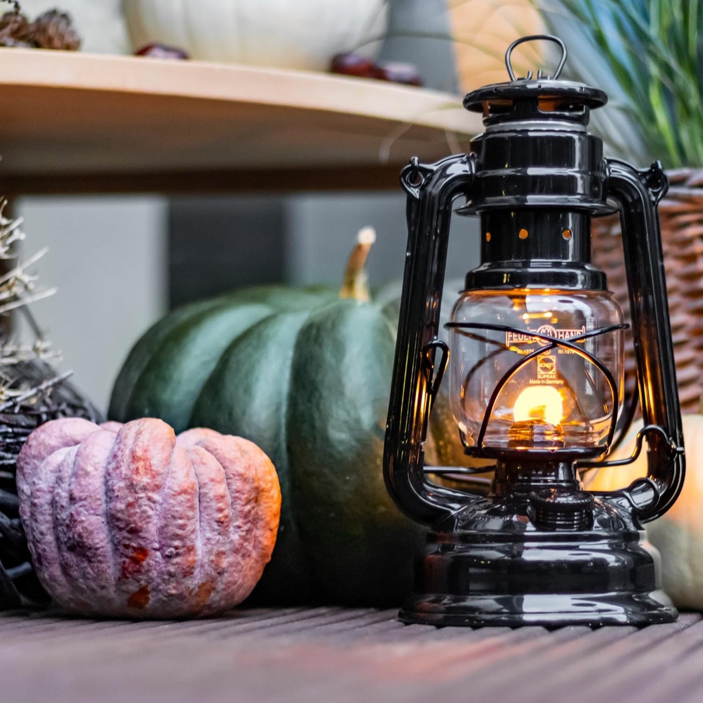 Outdoor Kerosene Fuel Lantern, German Made Weather Resistant Baby Special 276 Galvanized Hurricane Lamp for Camping or Patio, 10 Inches, Bronze