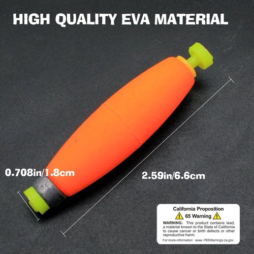 Proximitck Fishing Floats Fishing Bobbers EVA Foam Floats Cigar Fishing Bobbers Weighted Snap-on Floats Bass Trout Crappie Sea Boat Fishing
