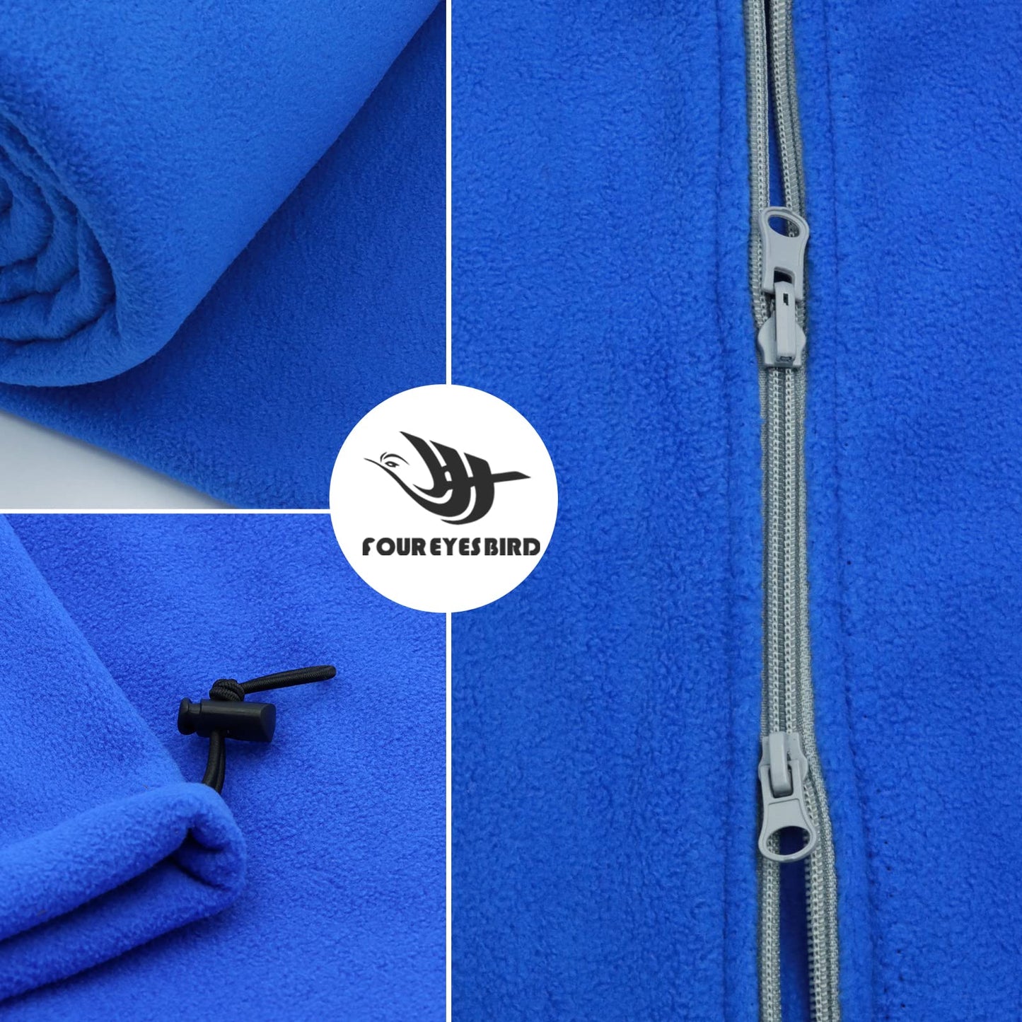 Arctic Lemmings Fleece Sleeping Bag Liner, 75" Long Zipper Microfiber Fleece Travel Single Sleeping Bag Camping Blanket, Indoor Outdoor Blanket for Adults & Children (Blue)